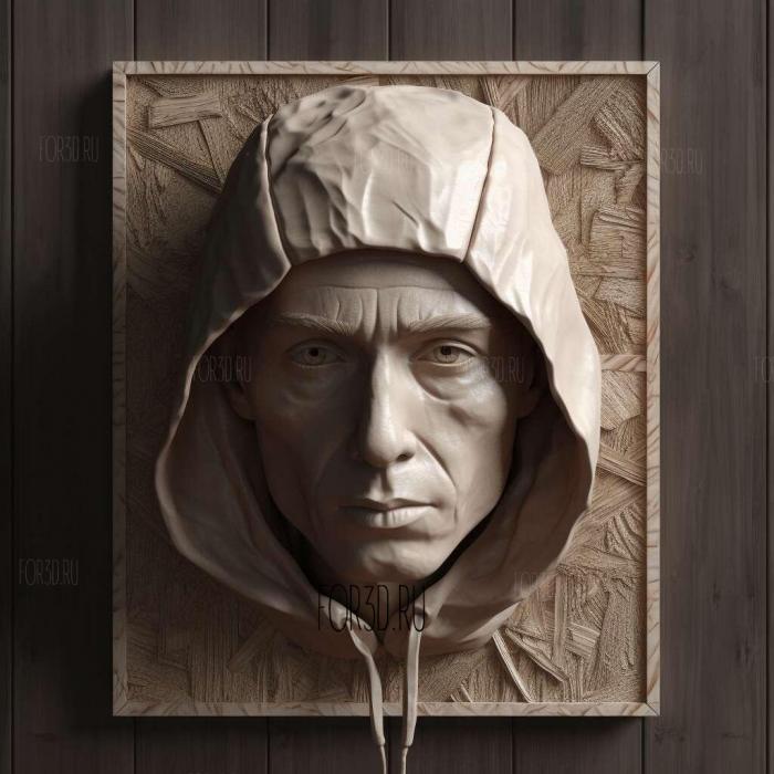 Eminem portrait head 4 stl model for CNC